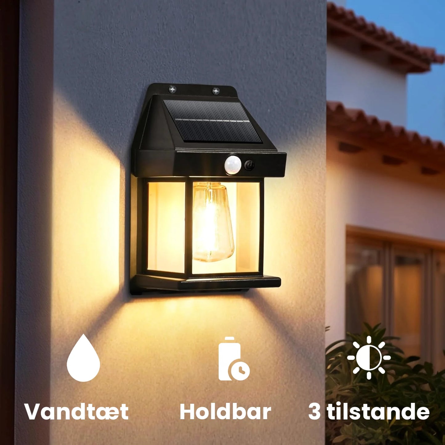 Vandtæt solcelledrevet lampe